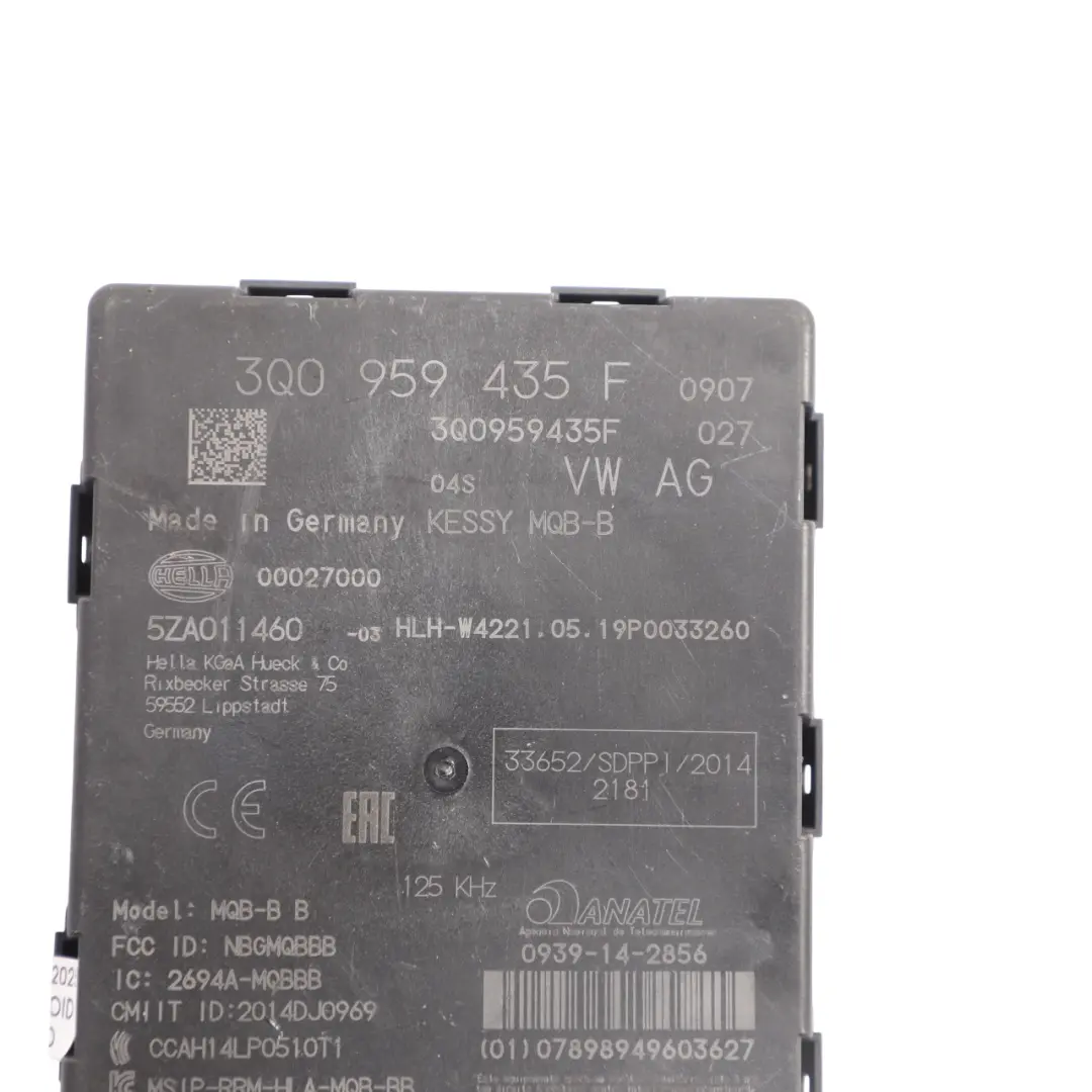 Audi A3 S3 RS3 8V Entry Keyless Kessy Control Module Unit ECU - SKU 3Q0959435F - Part number 3Q0959435F