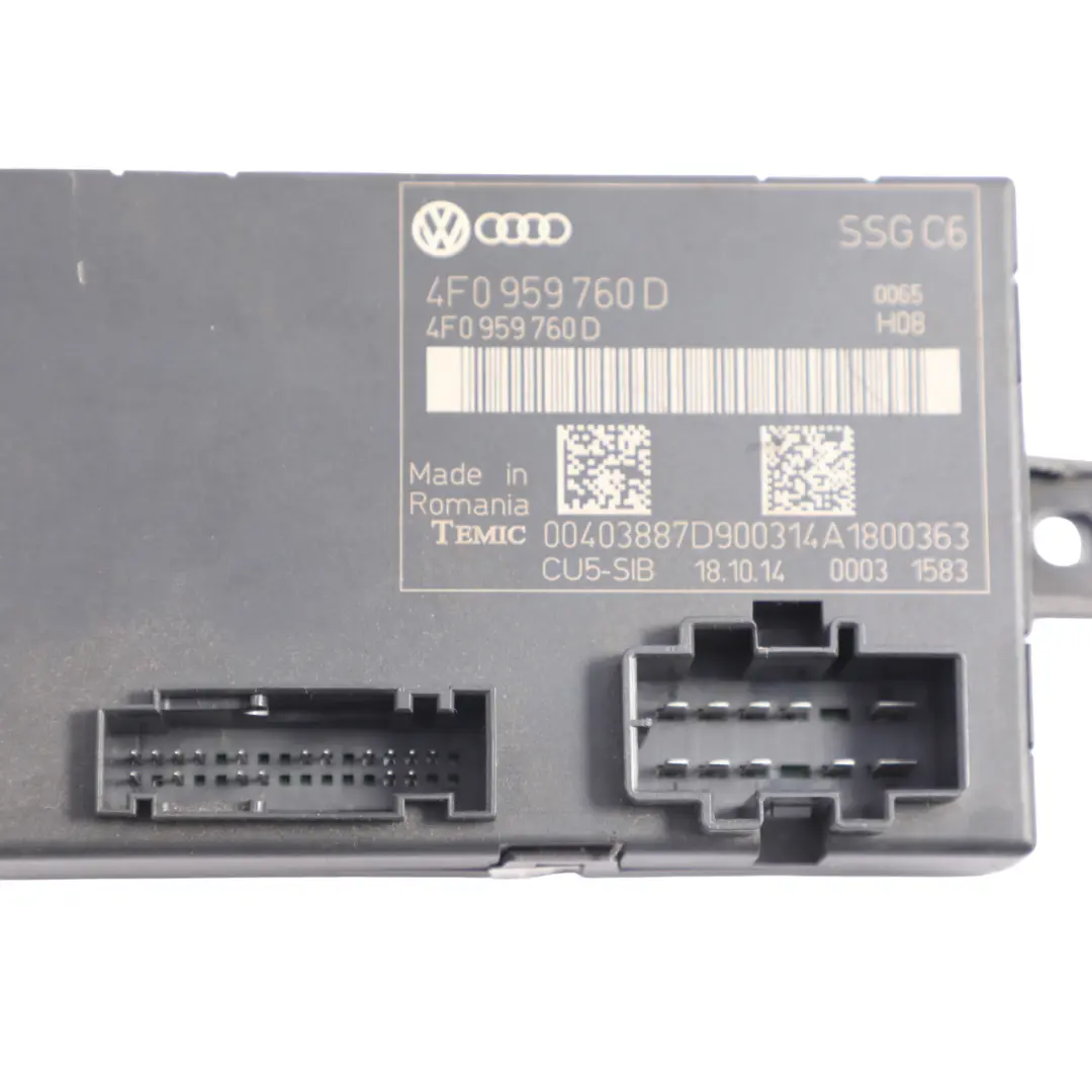 Audi Q7 4L Module Commande Mémoire Des Sièges Avant ECU Gauche Droite - SKU 4F0959760D - Numéro de pièce 4F0959760D