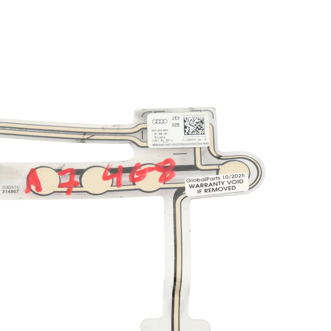 Occupancy Mat Sensore Sedile Anteriore Mat Unità per Audi A7 4G con numero di parte 4G0963553 Audi A7 4G Occupancy Mat Sensore Sedile Anteriore Mat Unità - SKU 4G0963553 - Numero di parte 4G0963553