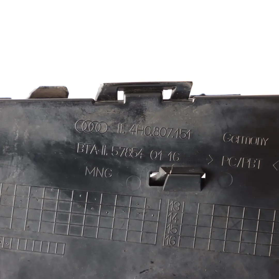 Front Bumper Lower Grille Trim Panel Cover Insert Left N/S 4H0807151 to Audi A8 D4 with Part number 4H0807679K Audi A8 D4 Front Bumper Lower Grille Trim Panel Cover Insert Left N/S 4H0807151 - SKU 4H0807679K - Part number 4H0807679K