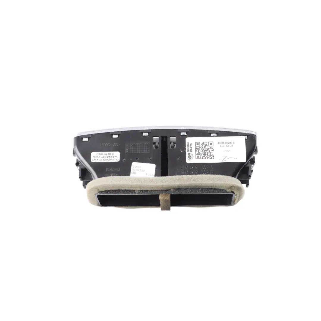Centre Console Air Vent Panel Grille Nozzle to Audi A8 D4 Rear with Part number 4H0819203B Audi A8 D4 Rear Centre Console Air Vent Panel Grille Nozzle - SKU 4H0819203B - Part number 4H0819203B