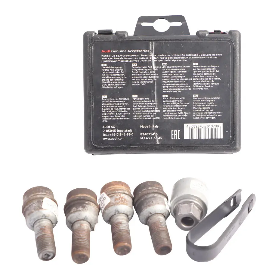 Screw Nut Bolts Anti Thief Set Kit to Audi Q7 4L Wheel with Part number 4L0698139B Audi Q7 4L Wheel Screw Nut Bolts Anti Thief Set Kit - SKU 4L0698139B - Part number 4L0698139B