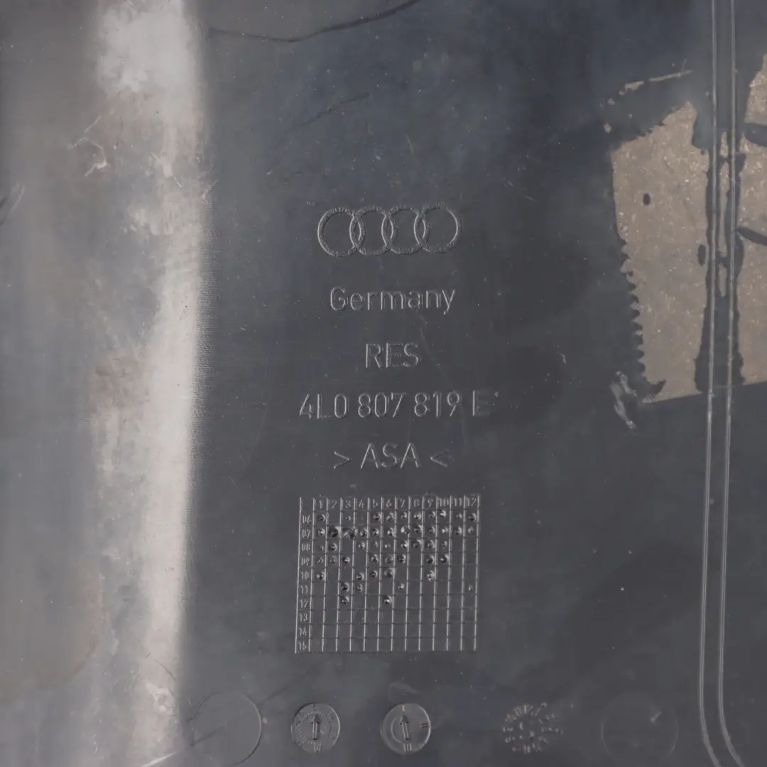 Bumper Tow Hook Cover Trim Under Panel to Audi Q7 4L Rear with Part number 4L0807819E Audi Q7 4L Rear Bumper Tow Hook Cover Trim Under Panel - SKU 4L0807819E - Part number 4L0807819E