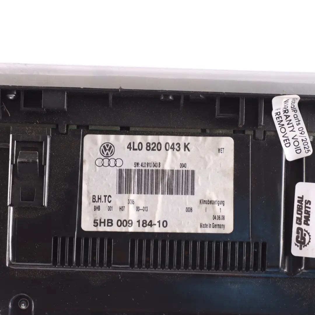 A/C Air Condition Heater Switch Control Module Unit Panel to Audi Q7 4L with Part number 4L0820043K Audi Q7 4L A/C Air Condition Heater Switch Control Module Unit Panel - SKU 4L0820043K - Part number 4L0820043K