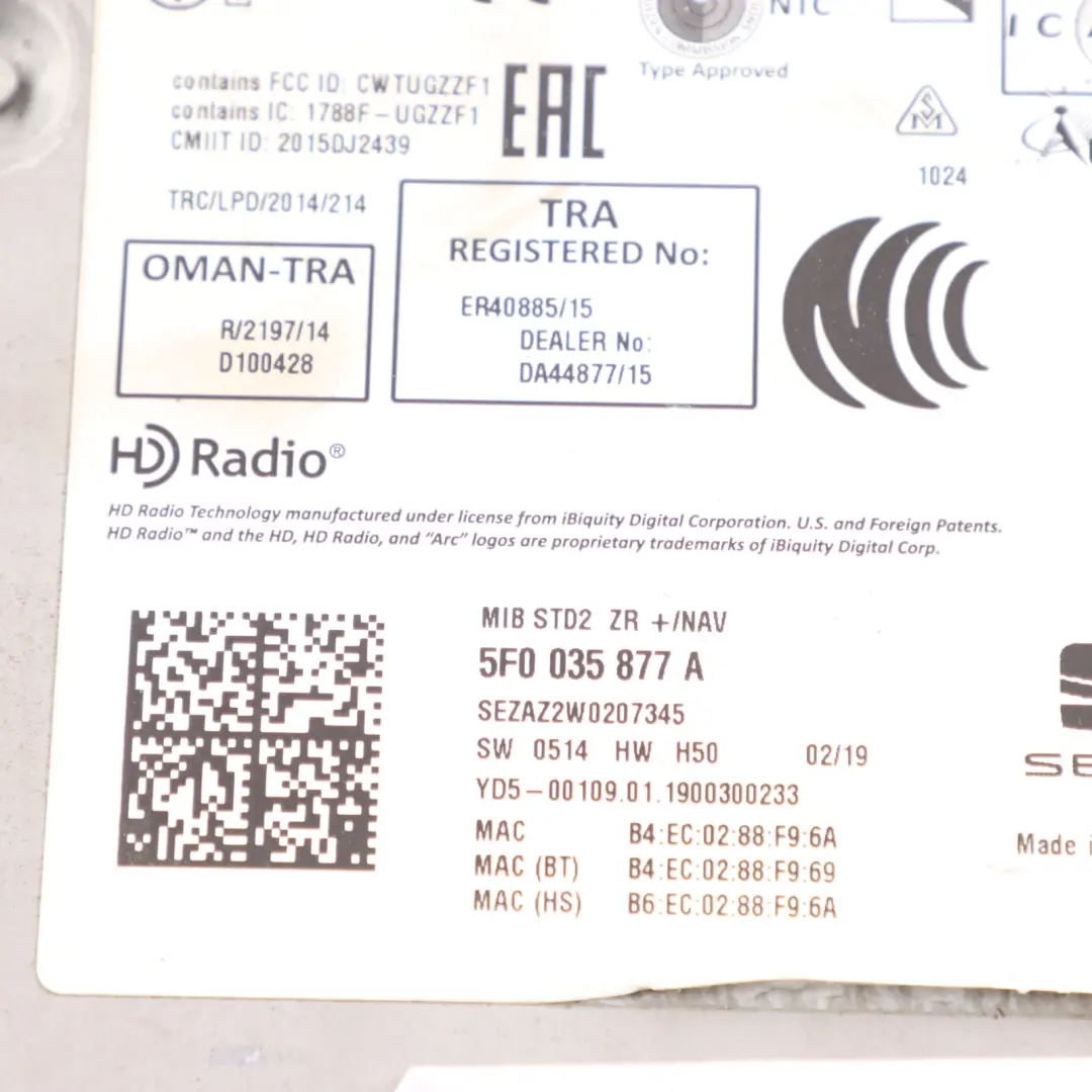 Seat Leon FR 5F MMI Navigation Sat Nav MMI Head Unit - SKU 5F0035877A - Part number 5F0035877A