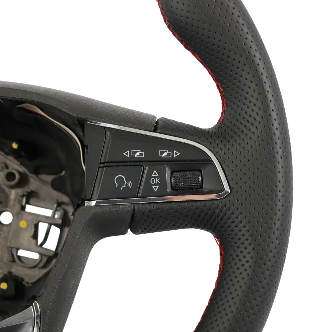 Mk4 Leon Mk3 FR Volante NUEVO Cuero Fondo Plano para Seat Ibiza con número de pieza 5F0419091R Seat Ibiza Mk4 Leon Mk3 FR Volante NUEVO Cuero Fondo Plano - SKU 5F0419091R-1 - Número de pieza 5F0419091R