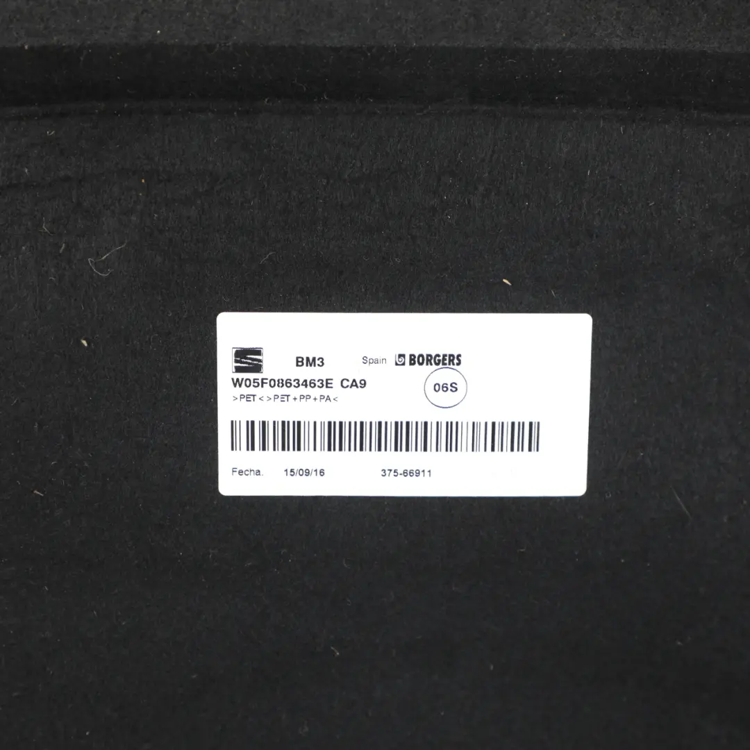 Seat Leon Cupra 5F Tapis Coffre Arrière Compartiment Bagage - SKU 5F0863463E - Numéro de pièce 5F0863463E