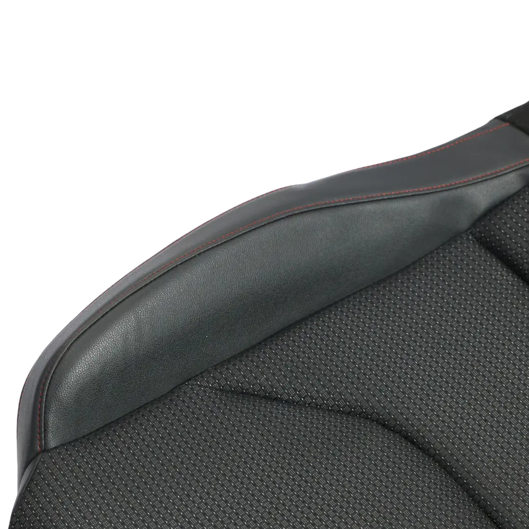 Seat Leon 5F FR Sitzfläche Leder Stoff Schwarz Rote Nähte Vorne Links - SKU 5F0881405AS - Teilenummer 5F0881405AS