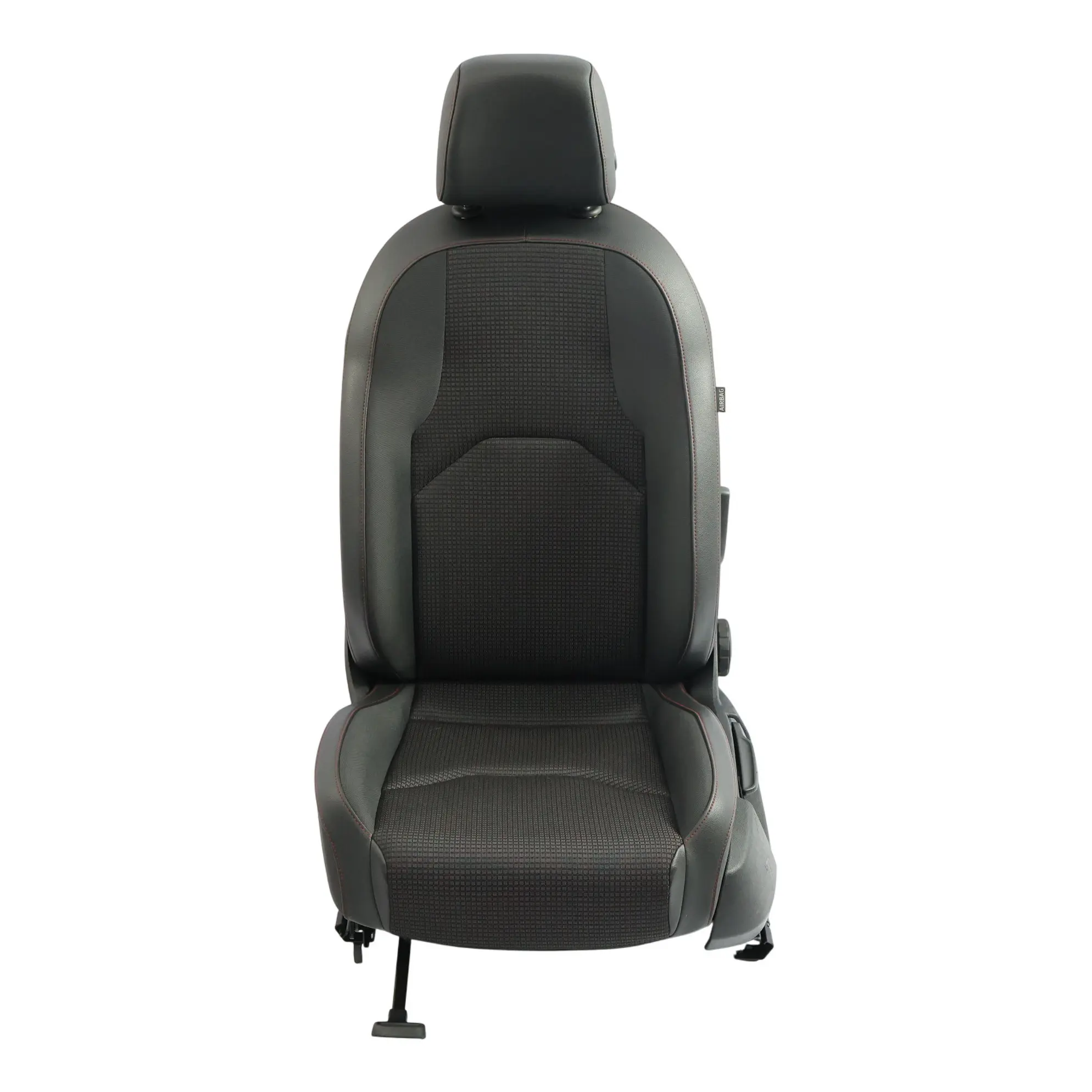 Seat Leon Mk3 5F Sitz Vorne Links Leder Stoff Schwarz Rot Genäht