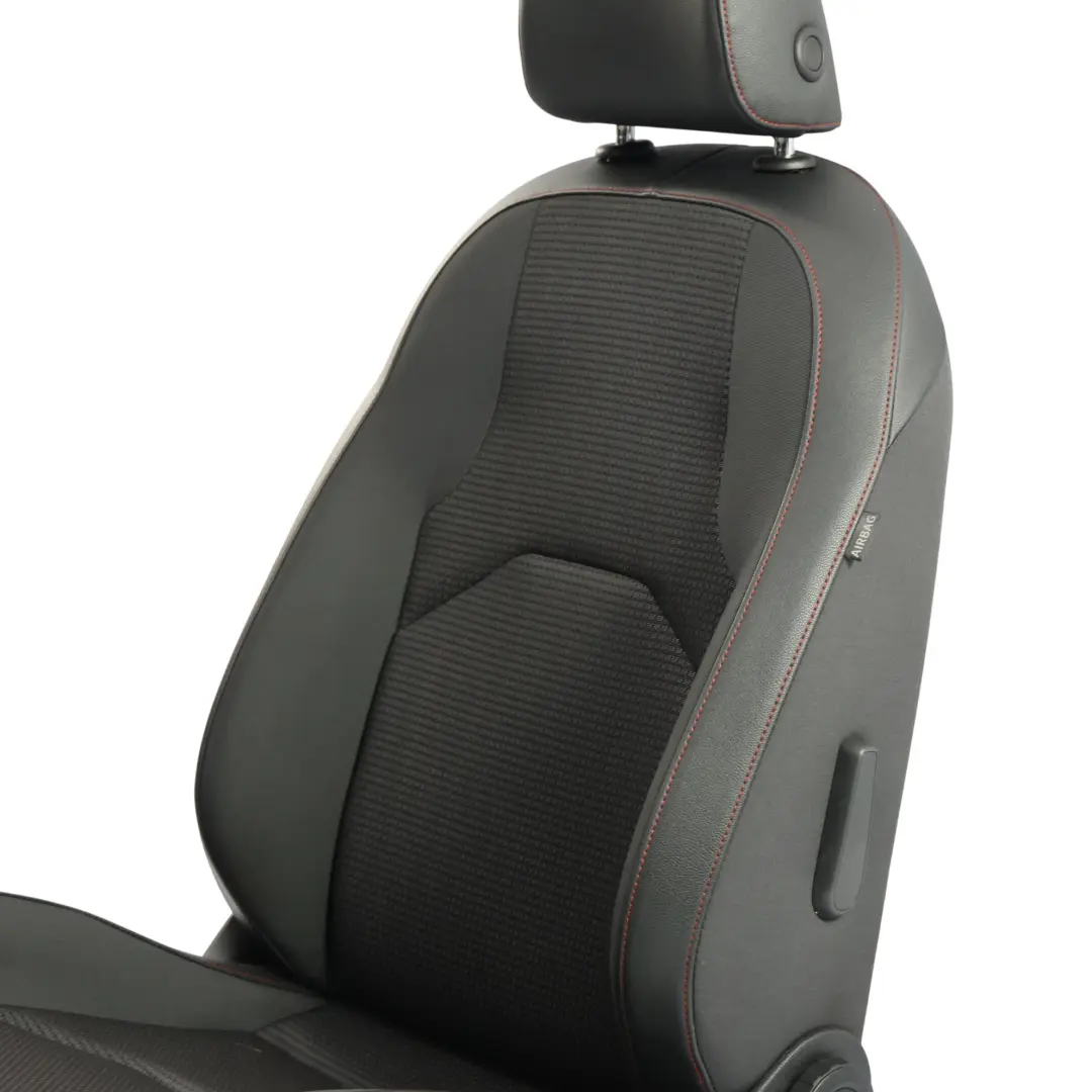 Seat Leon Mk3 5F Seat Front Left N/S Leather Fabric Cloth Black Red Stitching - SKU 5F0881805HL-1 - Part number 5F0881805HL