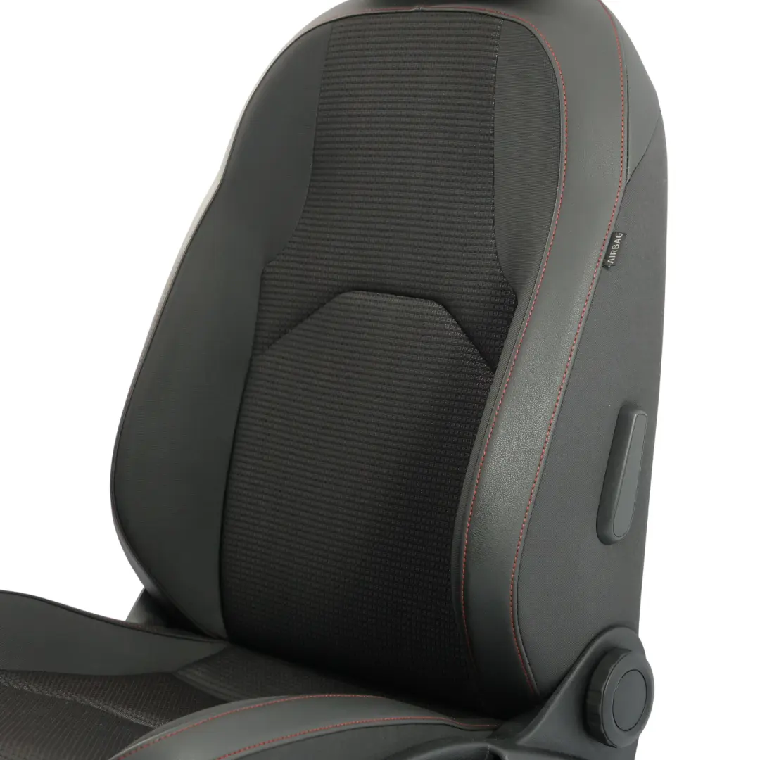 Mk3 5F Sitz Vorne Links Leder Stoff Schwarz Rot Genäht für Seat Leon mit Teilenummer 5F0881805HL Seat Leon Mk3 5F Sitz Vorne Links Leder Stoff Schwarz Rot Genäht - SKU 5F0881805HL-1 - Teilenummer 5F0881805HL