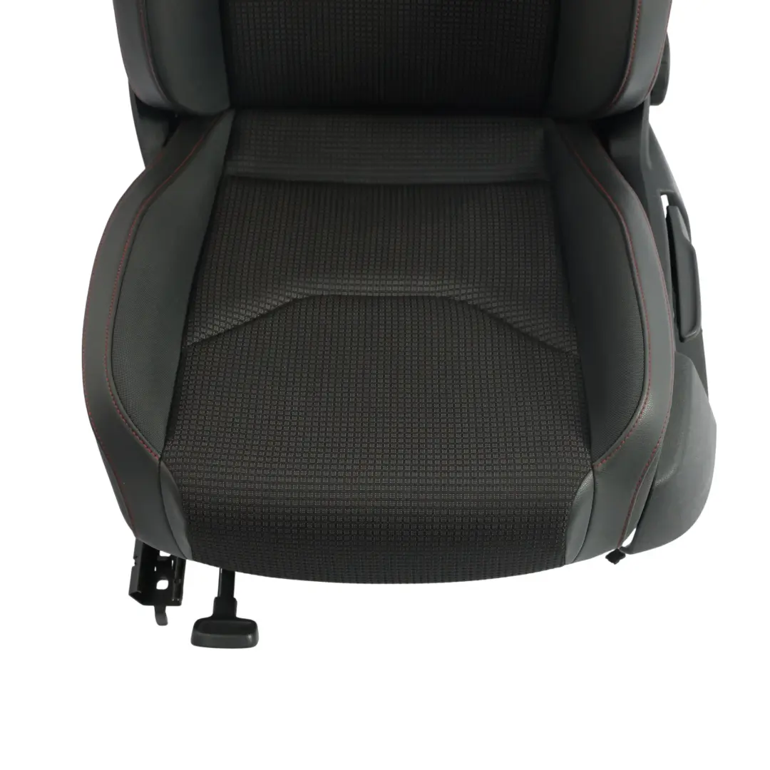Mk3 5F Seat Front Left N/S Leather Fabric Cloth Black Red Stitching to Seat Leon with Part number 5F0881805HL Seat Leon Mk3 5F Seat Front Left N/S Leather Fabric Cloth Black Red Stitching - SKU 5F0881805HL-1 - Part number 5F0881805HL