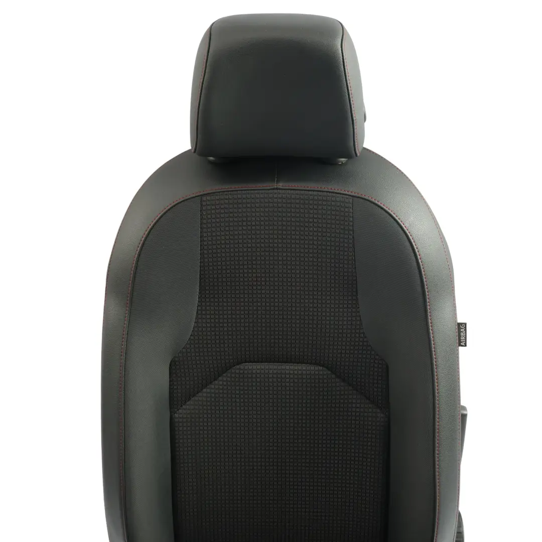 Seat Leon Mk3 5F Seat Front Left N/S Leather Fabric Cloth Black Red Stitching - SKU 5F0881805HL-1 - Part number 5F0881805HL