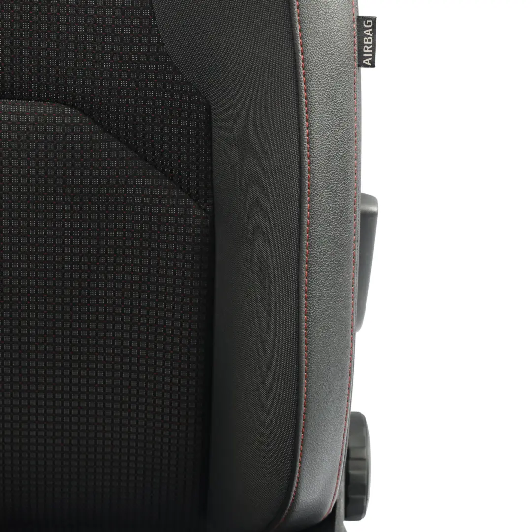 Seat Leon Mk3 5F Seat Front Left N/S Leather Fabric Cloth Black Red Stitching - SKU 5F0881805HL-1 - Part number 5F0881805HL