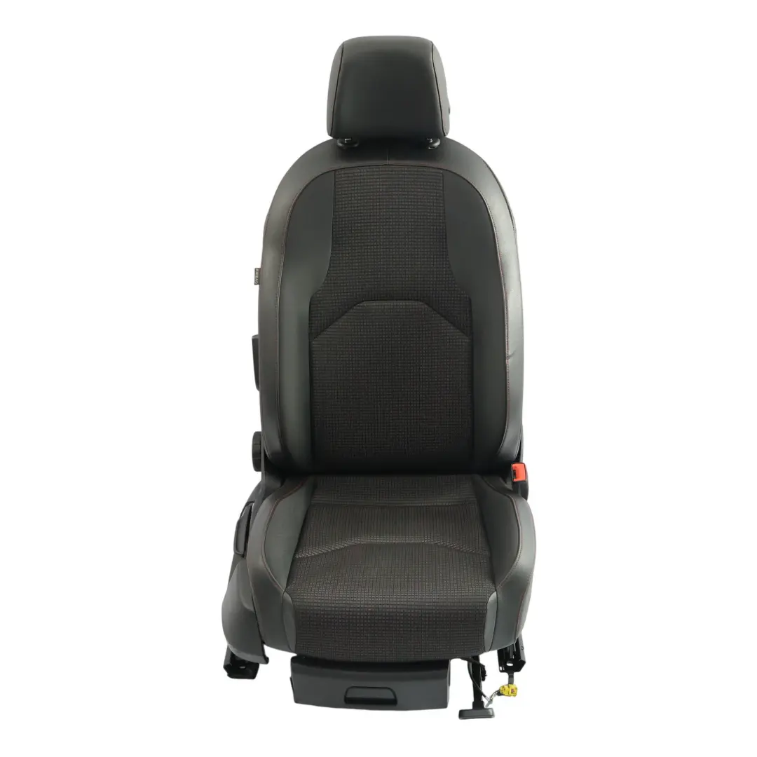 Seat Leon Mk3 5F Sitz Vorne Rechts Leder Stoff Schwarz Rot Genäht - SKU 5F0881806HL-1 - Teilenummer 5F0881806HL