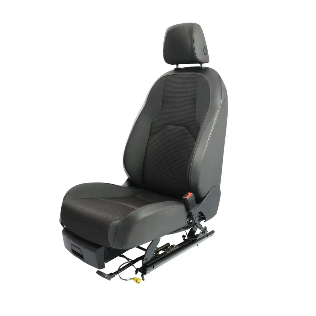 Seat Leon Mk3 5F Sitz Vorne Rechts Leder Stoff Schwarz Rot Genäht - SKU 5F0881806HL-1 - Teilenummer 5F0881806HL