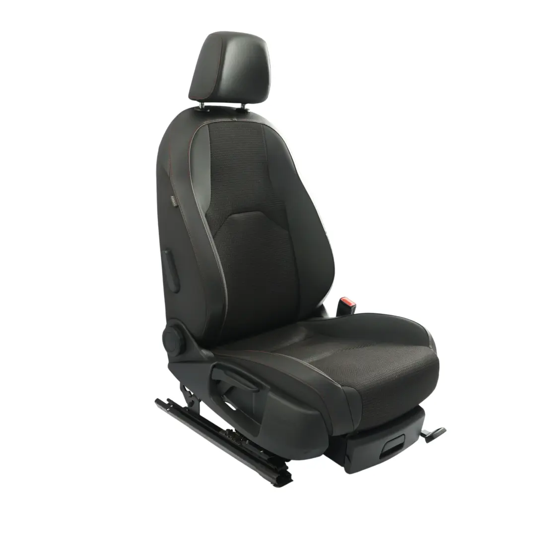 Seat Leon Mk3 5F Sitz Vorne Rechts Leder Stoff Schwarz Rot Genäht - SKU 5F0881806HL-1 - Teilenummer 5F0881806HL