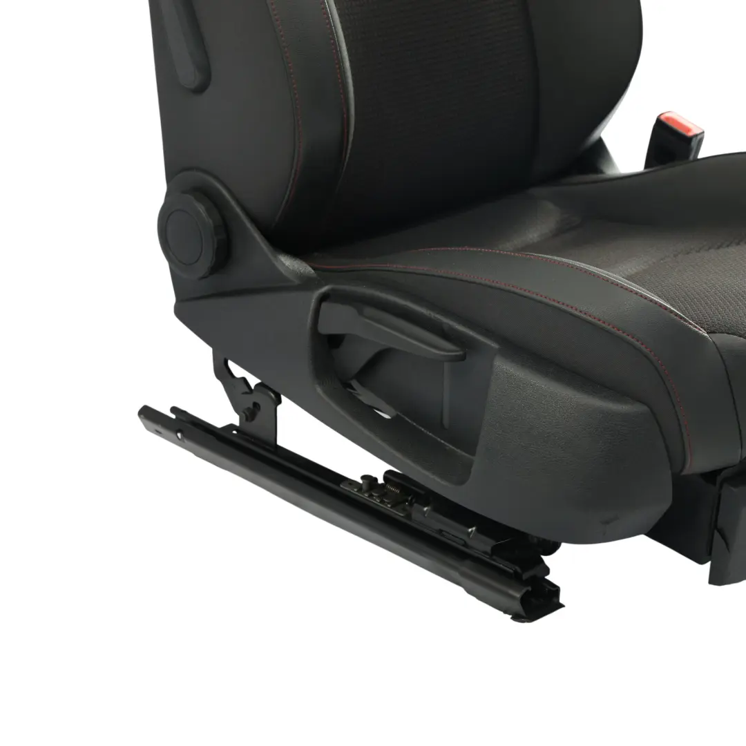 Seat Leon Mk3 5F Sitz Vorne Rechts Leder Stoff Schwarz Rot Genäht - SKU 5F0881806HL-1 - Teilenummer 5F0881806HL