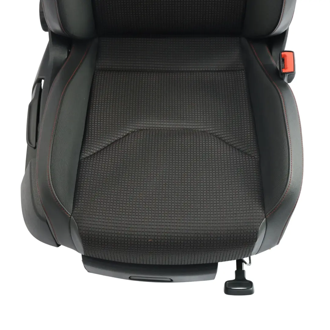 Seat Leon Mk3 5F Sitz Vorne Rechts Leder Stoff Schwarz Rot Genäht - SKU 5F0881806HL-1 - Teilenummer 5F0881806HL