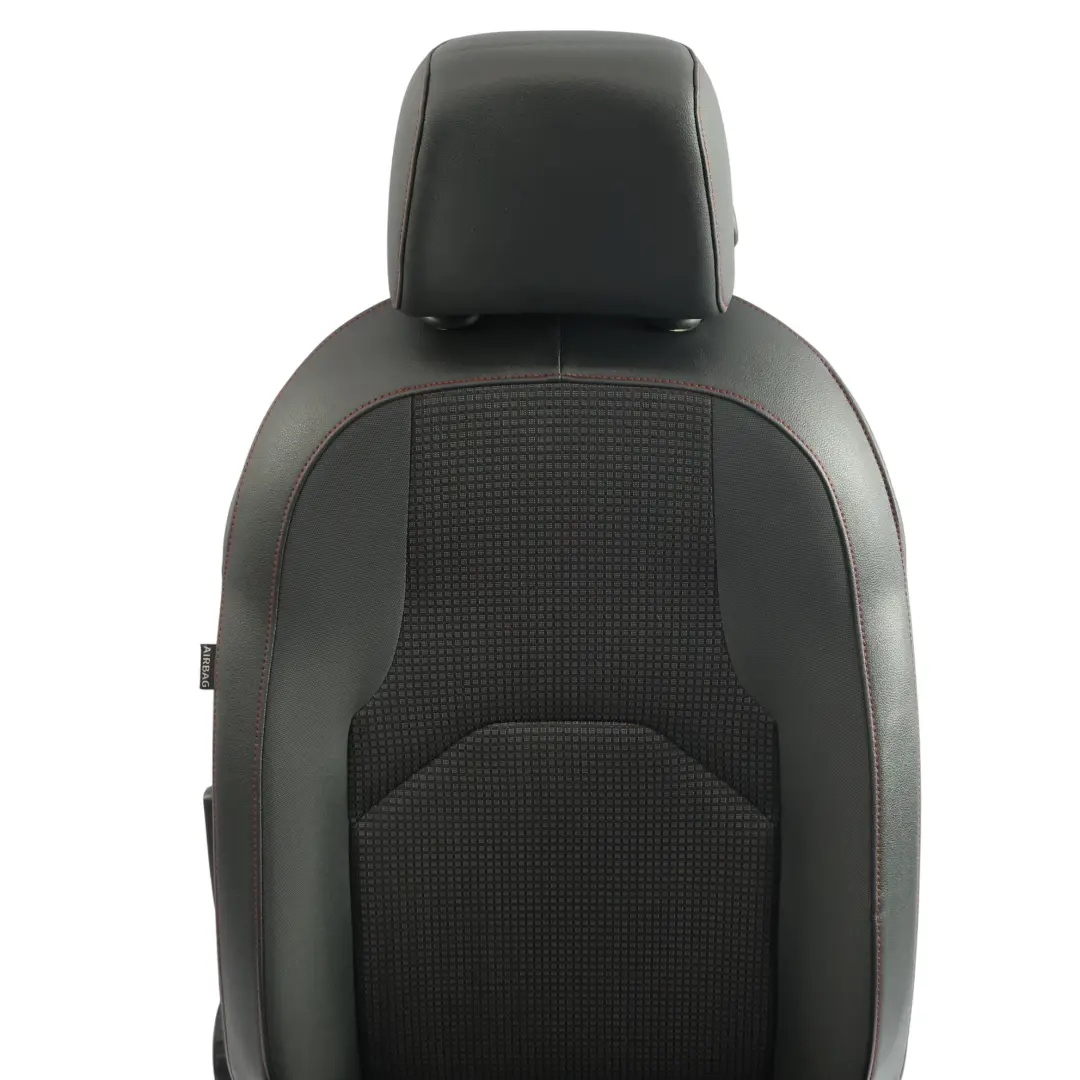 Seat Leon Mk3 5F Sitz Vorne Rechts Leder Stoff Schwarz Rot Genäht - SKU 5F0881806HL-1 - Teilenummer 5F0881806HL