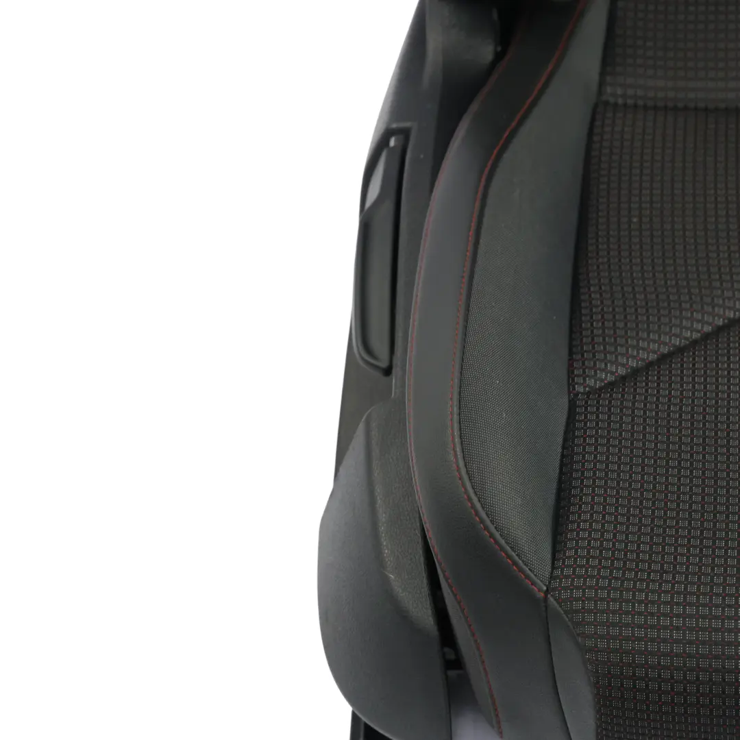 Mk3 5F Front Seat Leather Fabric Cloth Black Red Stitching Right O/S to Seat Leon with Part number 5F0881806HL Seat Leon Mk3 5F Front Seat Leather Fabric Cloth Black Red Stitching Right O/S - SKU 5F0881806HL-1 - Part number 5F0881806HL