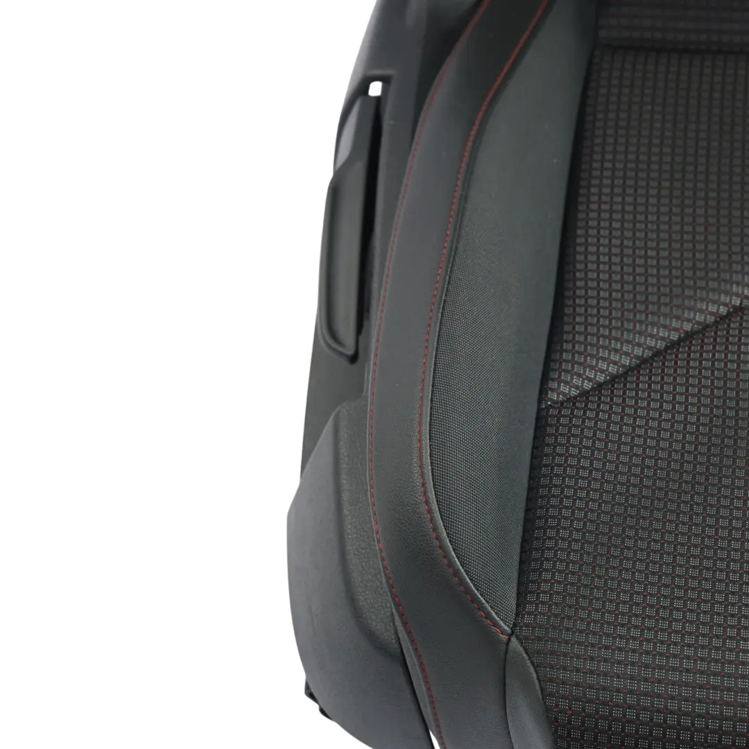 Seat Leon Mk3 5F Sitz Vorne Rechts Leder Stoff Schwarz Rot Genäht - SKU 5F0881806HL-1 - Teilenummer 5F0881806HL