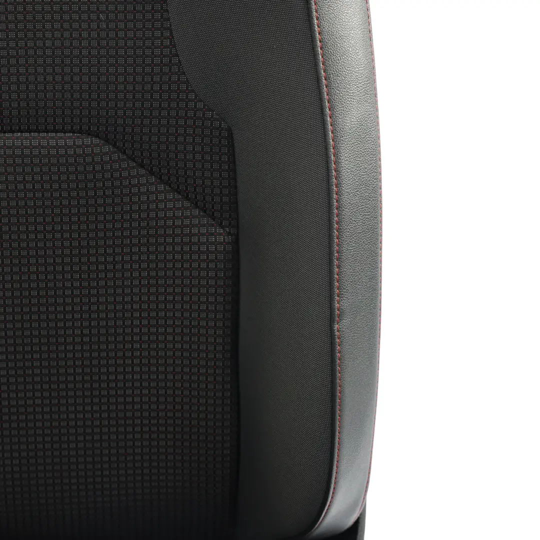 Seat Leon Mk3 5F Sitz Vorne Rechts Leder Stoff Schwarz Rot Genäht - SKU 5F0881806HL-1 - Teilenummer 5F0881806HL