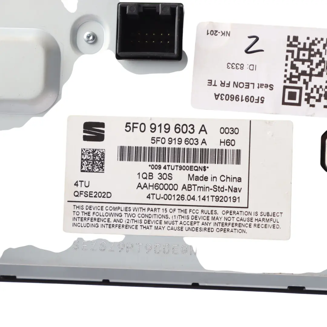 Mk3 Head Unit Audio Radio Display Sat Nav Navigation to Seat Leon with Part number 5F0919603A Seat Leon Mk3 Head Unit Audio Radio Display Sat Nav Navigation - SKU 5F0919603A - Part number 5F0919603A