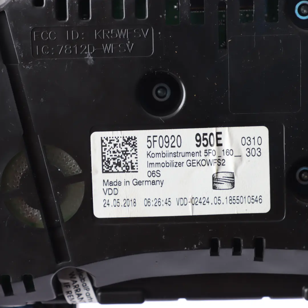 Seat Leon Mk3 5F Speedometer Instrument Cluster Automatic Petrol - SKU 5F0920950E - Part number 5F0920950E