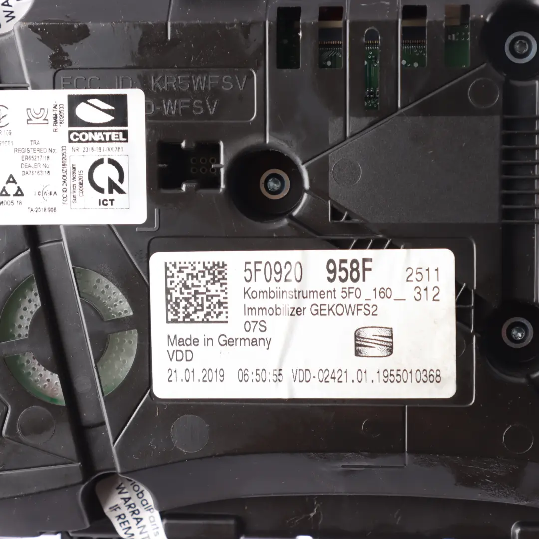 Mk3 5F Speedometer Instrument Cluster Manual Petrol to Seat Leon with Part number 5F0920958F Seat Leon Mk3 5F Speedometer Instrument Cluster Manual Petrol - SKU RHD-5F0920958F - Part number 5F0920958F