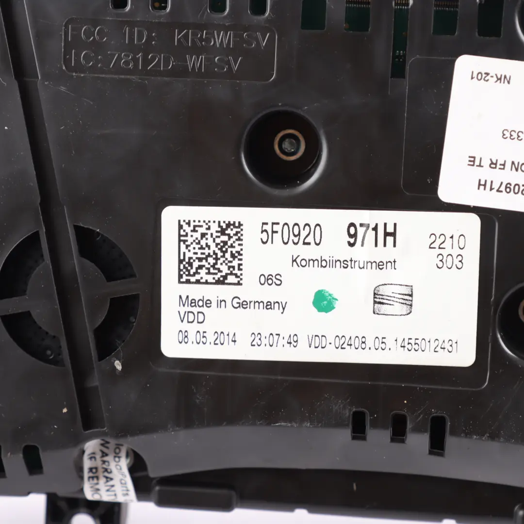 Mk3 5F Speedometer Instrument Cluster Manual Diesel to Seat Leon with Part number 5F0920971H Seat Leon Mk3 5F Speedometer Instrument Cluster Manual Diesel - SKU RHD-5F0920971H - Part number 5F0920971H