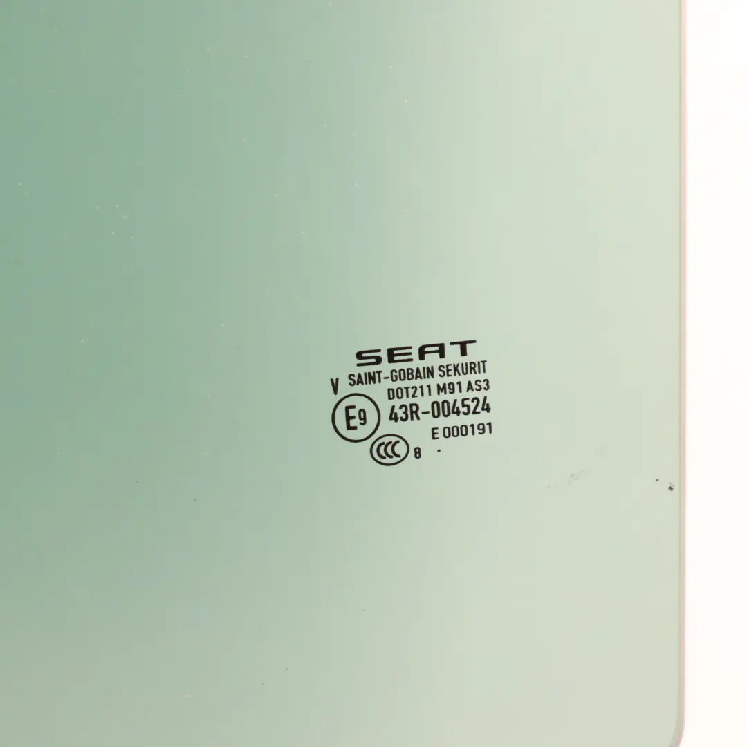 Seat Leon 5F Side Window Glass Green AS3 Rear Left Door N/S - SKU 5F4845025C - Part number 5F4845025C
