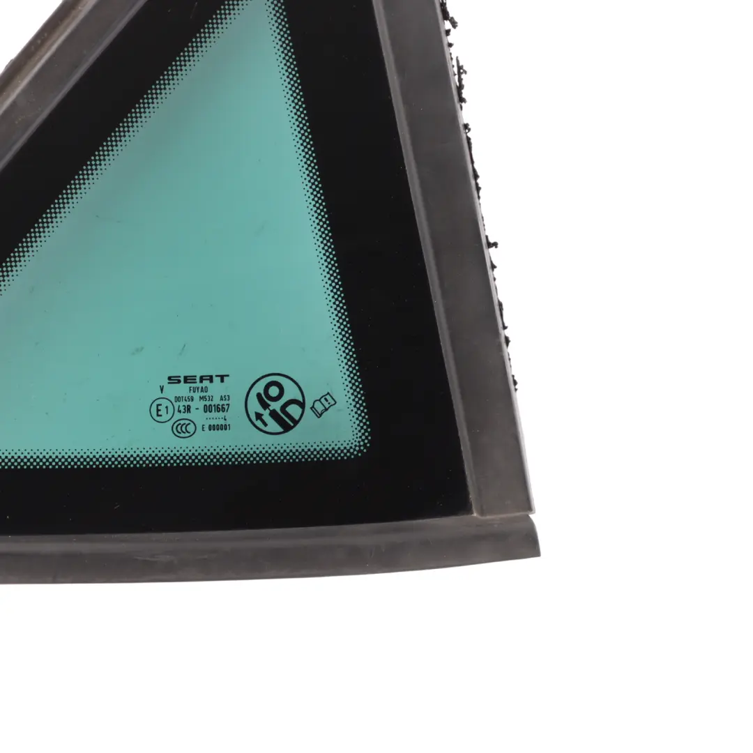 Mk3 5F Door Quarter Window Rear Right O/S Tinted Glass AS3 to Seat Leon with Part number 5F4845042J Seat Leon Mk3 5F Door Quarter Window Rear Right O/S Tinted Glass AS3 - SKU 5F4845042J - Part number 5F4845042J