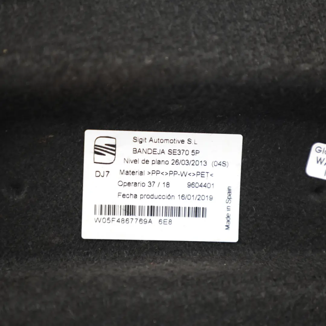 Mk3 Rear Trunk Luggage Compartment Load Cover Parcel Shelf to Seat Leon with Part number 5F4867769A Seat Leon Mk3 Rear Trunk Luggage Compartment Load Cover Parcel Shelf - SKU 5F4867769A - Part number 5F4867769A