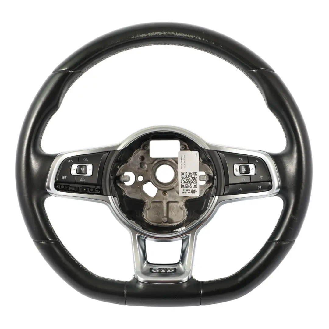 Steering Wheel Black Leather Multifunction to Volkswagen Golf Mk7 GTD with Part number 5G0419091AQ Volkswagen Golf Mk7 GTD Steering Wheel Black Leather Multifunction - SKU 5G0419091AQ - Part number 5G0419091AQ