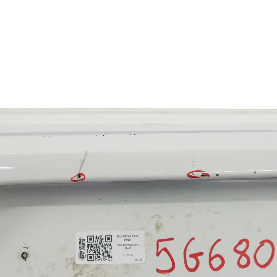 Bumper Rear Trim Panel Cover Pure White - C9A to Volkswagen VW Golf Mk7 with Part number 5G6807417AP Volkswagen VW Golf Mk7 Bumper Rear Trim Panel Cover Pure White - C9A - SKU 5G6807417AP-PWH - Part number 5G6807417AP