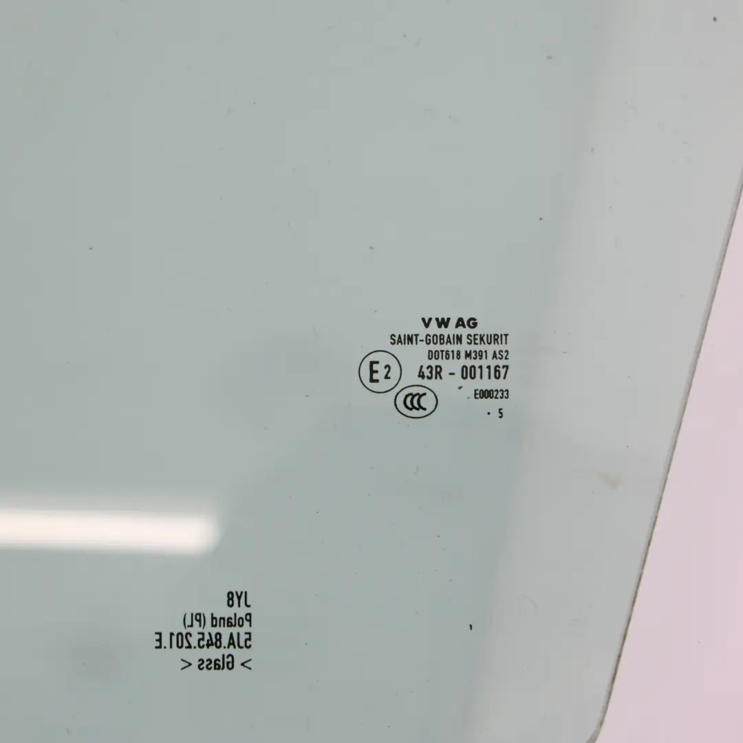Skoda Rapid NH1 Szyba Drzwi Przyciemniana AS2 Lewy Przód - SKU 5JA845201E - Numer Części 5JA845201E