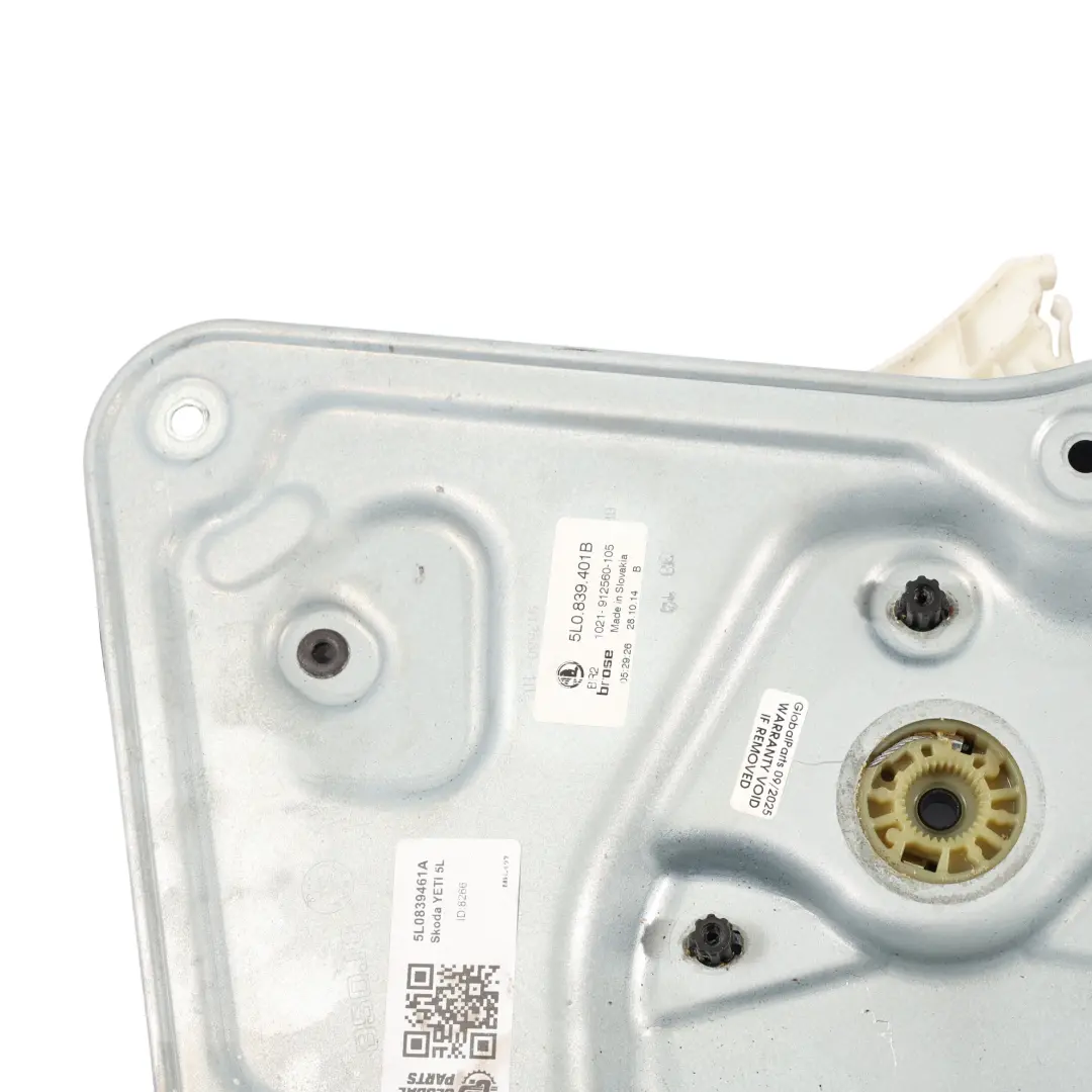Skoda Yeti 5L Window Lifter Regulator Mechanism Rear Left N/S - SKU 5L0839461A - Part number 5L0839461A