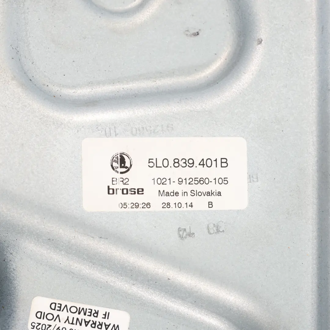 Skoda Yeti 5L Window Lifter Regulator Mechanism Rear Left N/S - SKU 5L0839461A - Part number 5L0839461A