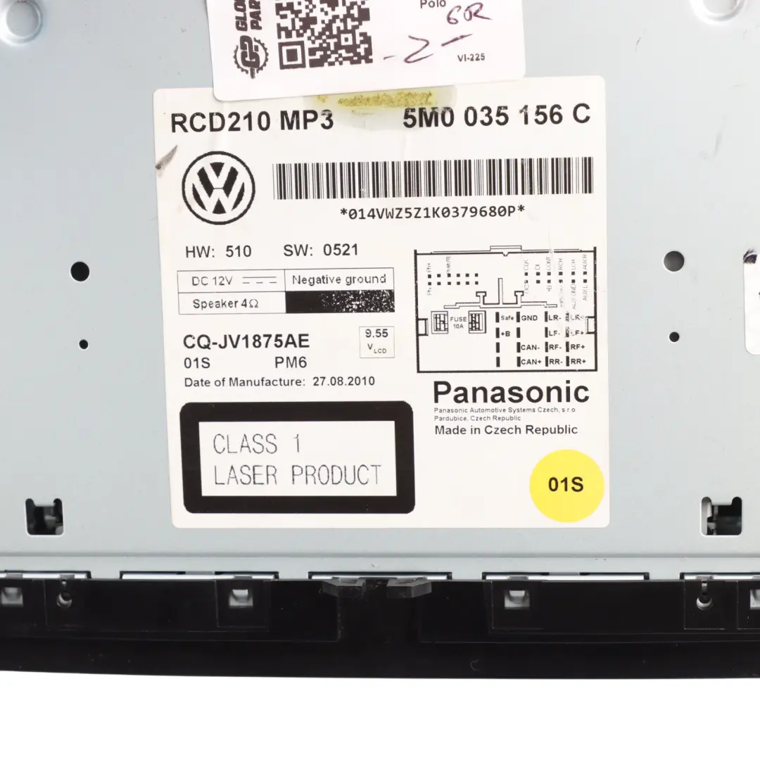 Volkswagen Polo 6R CD Spieler Radiobedieneinheit MMI Multimedia - SKU 5M0035156C - Teilenummer 5M0035156C