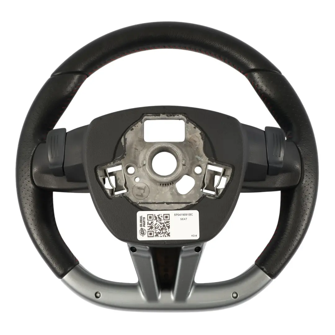 1P II FR Volante In Pelle Nera Con Palette A Fondo Piatto per Seat Leon con numero di parte 5P0419091BC Seat Leon 1P II FR Volante In Pelle Nera Con Palette A Fondo Piatto - SKU 5P0419091BC - Numero di parte 5P0419091BC