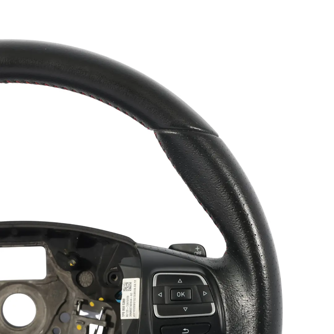 1P II FR Volante In Pelle Nera Con Palette A Fondo Piatto per Seat Leon con numero di parte 5P0419091BC Seat Leon 1P II FR Volante In Pelle Nera Con Palette A Fondo Piatto - SKU 5P0419091BC - Numero di parte 5P0419091BC