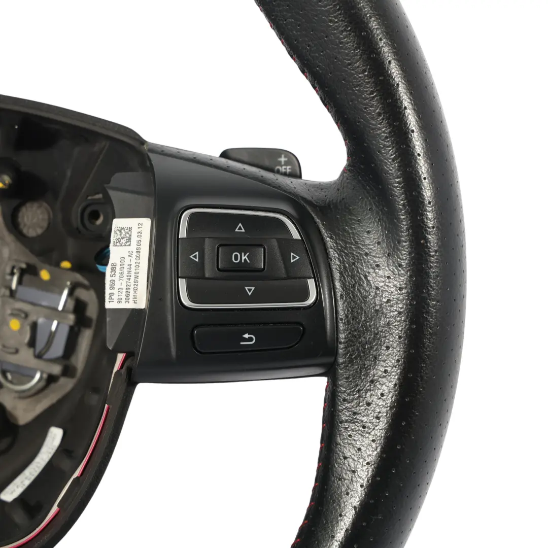 Seat Leon 1P II FR Steering Wheel Black Leather Flat Bottom Paddles - SKU 5P0419091BC - Part number 5P0419091BC