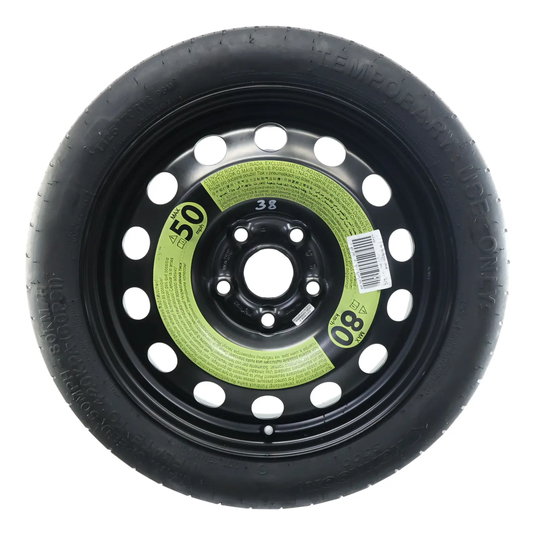 VW Golf Mk7 Ruota Scorta In Acciaio R16 Hankook 3.5J ET: 25.5 125/70 5Q0601027BJ