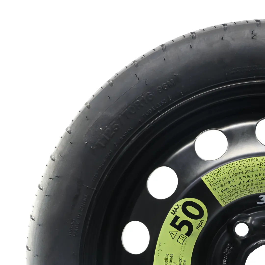 Spare Wheel Steel R16 Tyre Hankook 3.5J ET: 25.5 125/70 to VW Golf Mk7 with Part number 5Q0601027BJ VW Golf Mk7 Spare Wheel Steel R16 Tyre Hankook 3.5J ET: 25.5 125/70 - SKU 5Q0601027BJ - Part number 5Q0601027BJ