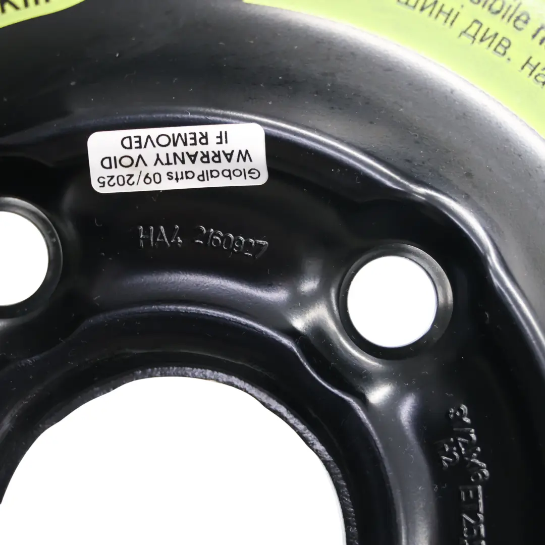 Rueda Repuesto Acero R16 Hankook 3.5J ET: 25.5 125/70 para VW Golf Mk7 con número de pieza 5Q0601027BJ VW Golf Mk7 Rueda Repuesto Acero R16 Hankook 3.5J ET: 25.5 125/70 - SKU 5Q0601027BJ - Número de pieza 5Q0601027BJ