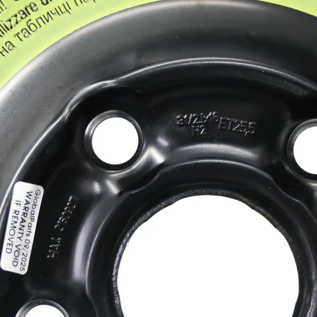 Ruota Scorta In Acciaio R16 Hankook 3.5J ET: 25.5 125/70 per VW Golf Mk7 con numero di parte 5Q0601027BJ VW Golf Mk7 Ruota Scorta In Acciaio R16 Hankook 3.5J ET: 25.5 125/70 - SKU 5Q0601027BJ - Numero di parte 5Q0601027BJ