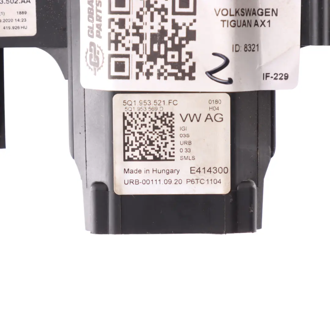 VW Tiguan AX1 Steering Column Cluster Indicator Wiper Stalk - SKU 5Q1953502AA - Part number 5Q1953502AA