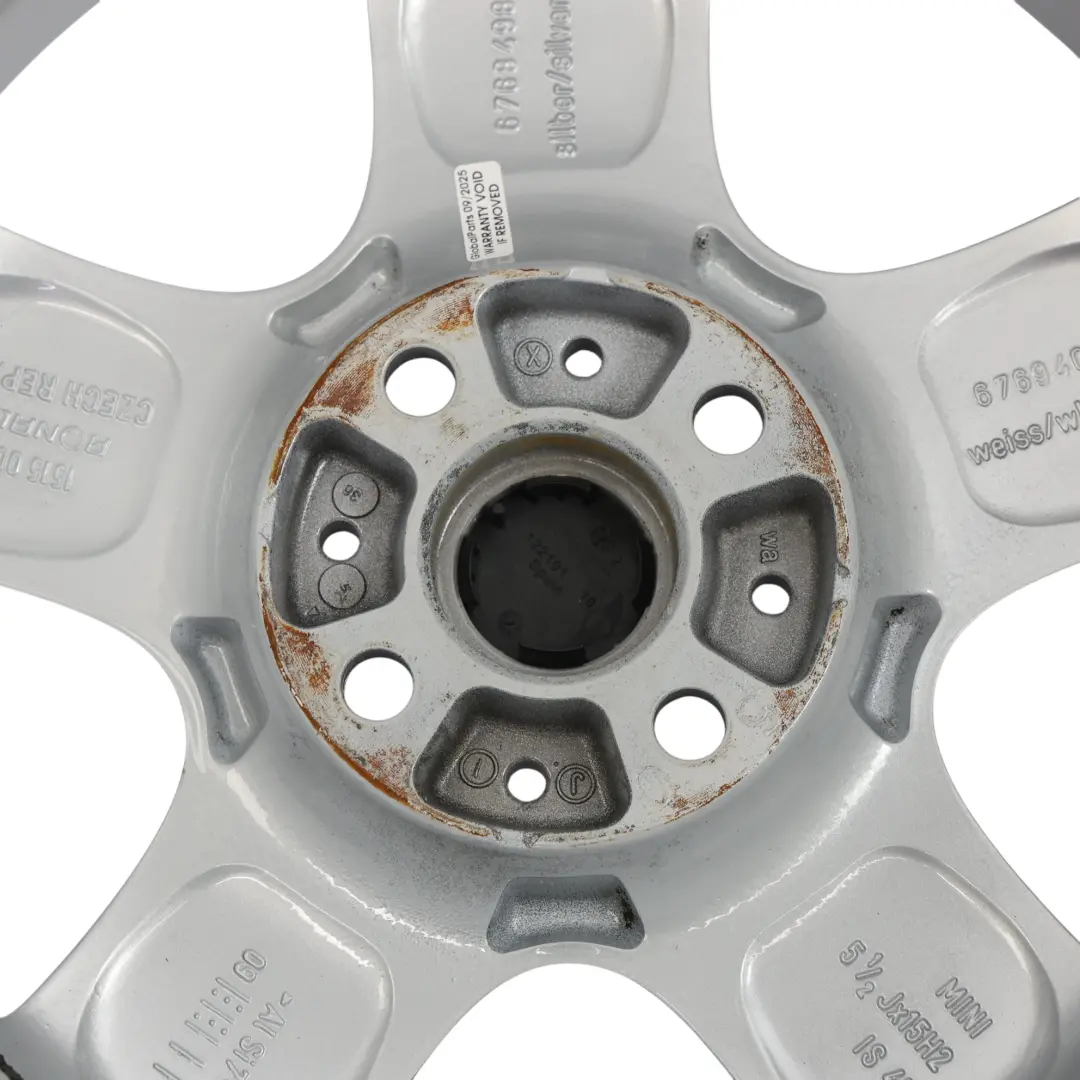 Mini Cooper One R50 R55 R56 Silver Wheel Alloy Rim 15" 5-Start Spooler 100 - SKU 6768498-1 - Part number 6768498