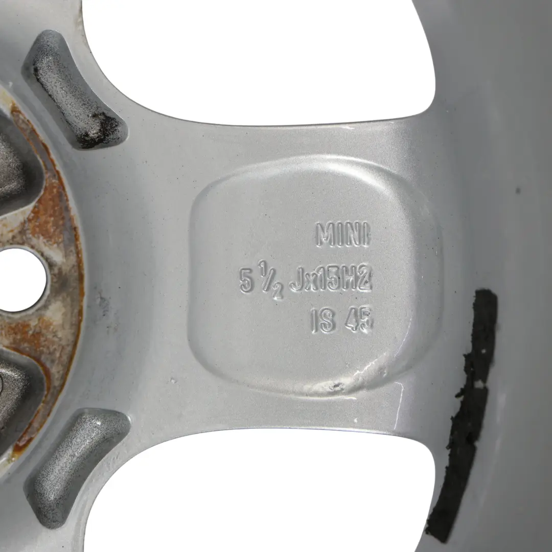 Mini Cooper One R50 R55 R56 Silver Wheel Alloy Rim 15" 5,5J 5-Start Spooler 100 - SKU 6768498-3 - Part number 6768498